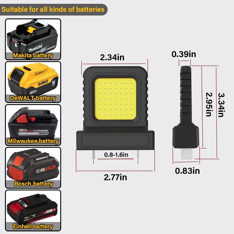 🔥High-brightness floodlight - compatible with all power tool batteries