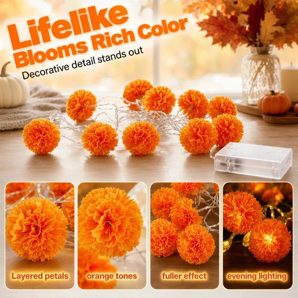 🌼Last Day Special Offer🎃Artificial Marigold LED String Lights