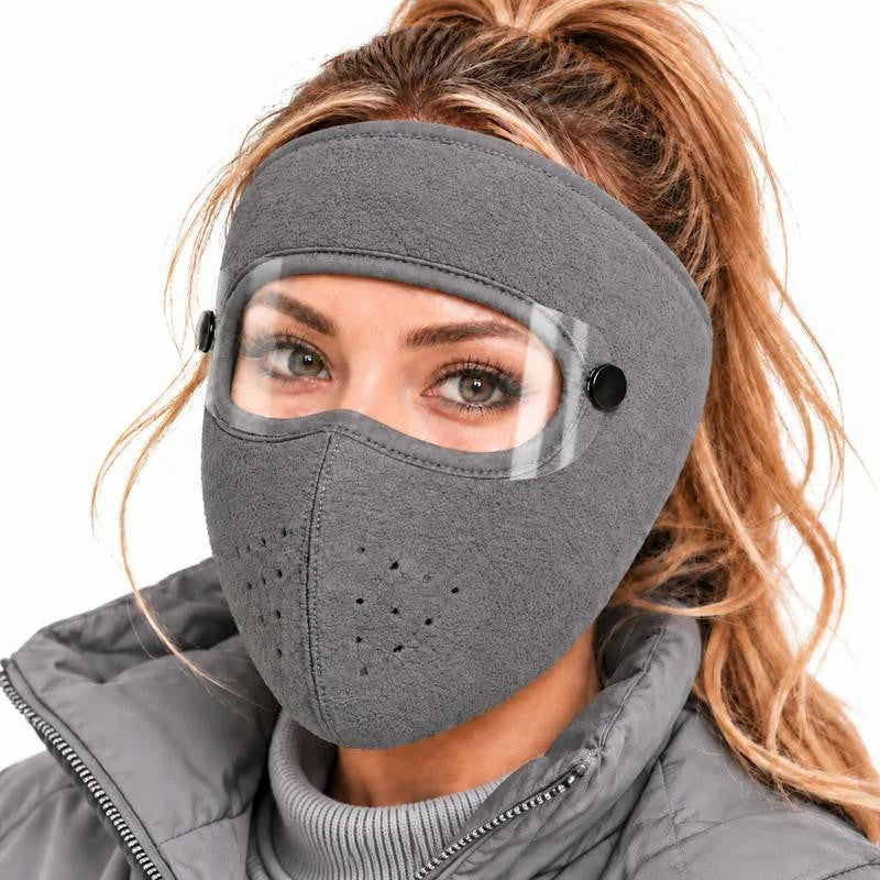🥽 Winter Full-Face Protective Mask (with Detachable Goggles) – Windproof, Warm, and Fleece-Lined