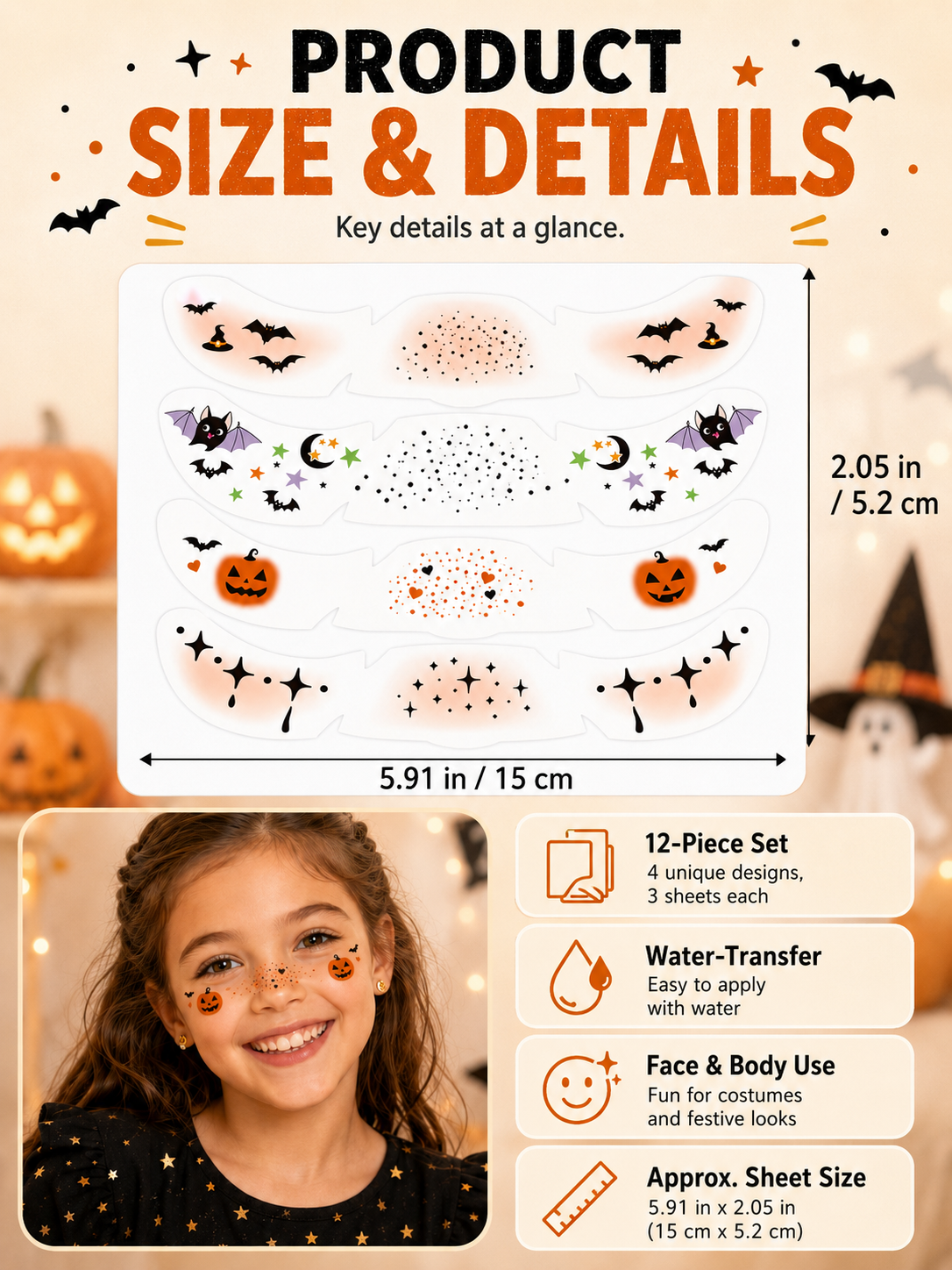 🎃 Special Offer ✨ Halloween Makeup Temporary Tattoos