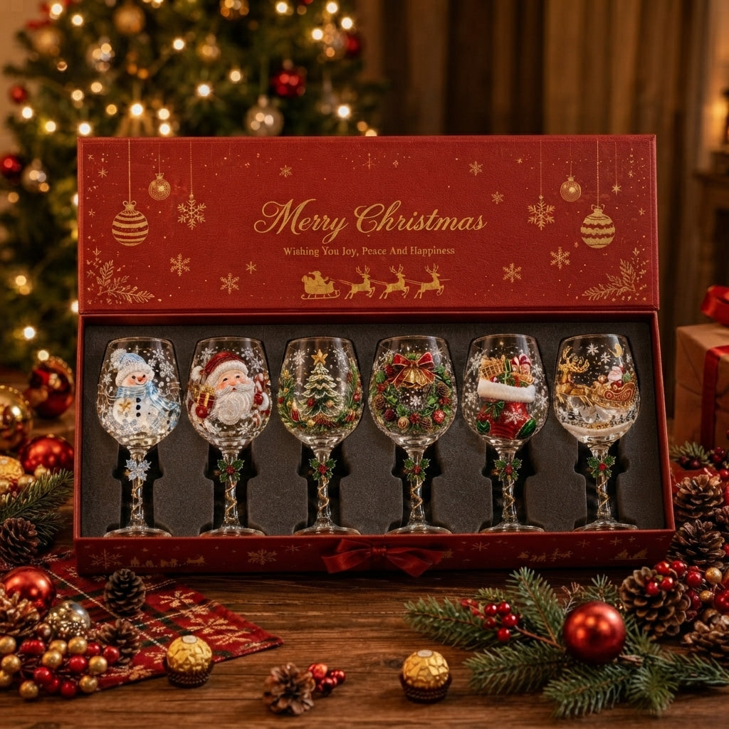 🎄🎁Christmas Wine Glass Collection Gift Box Set