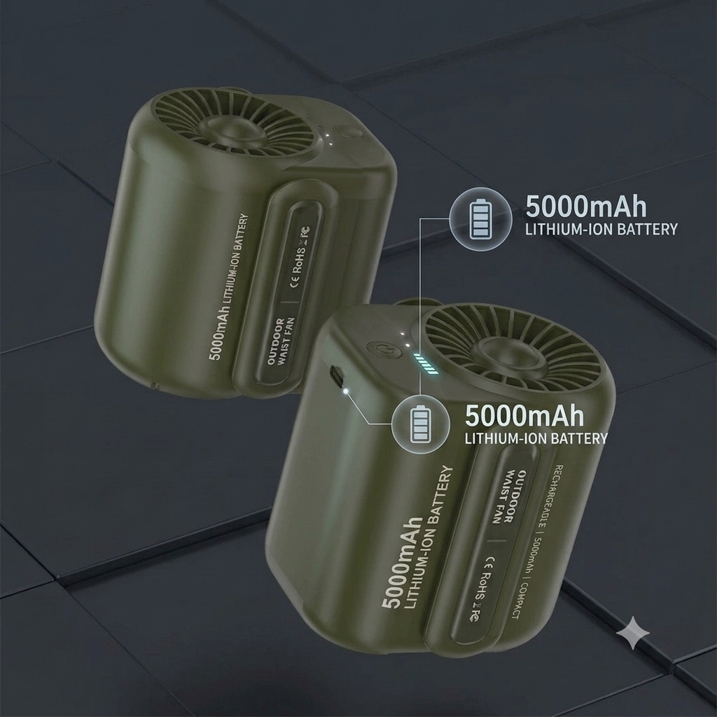 🧊50%off🧊Heavy-Duty 360° Waist Fan | 14,000 RPM Portable Turbo Clip-on Fan & 5000mAh Power Bank | Waterproof, Drop-Proof for Outdoor Work, Construction & Hiking