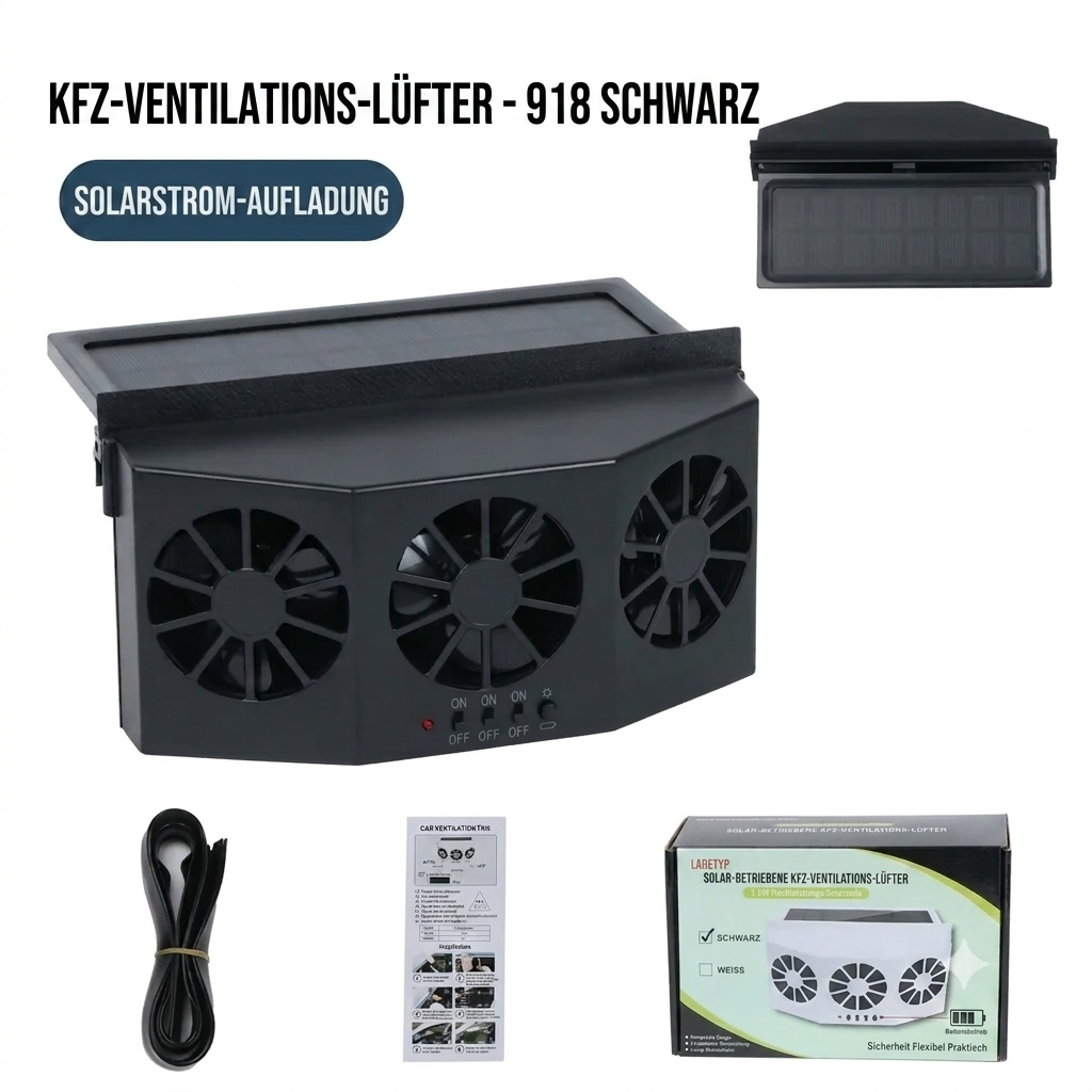 🧊50 % RABATT🧊Solarbetriebener Auto-Abluftventilator