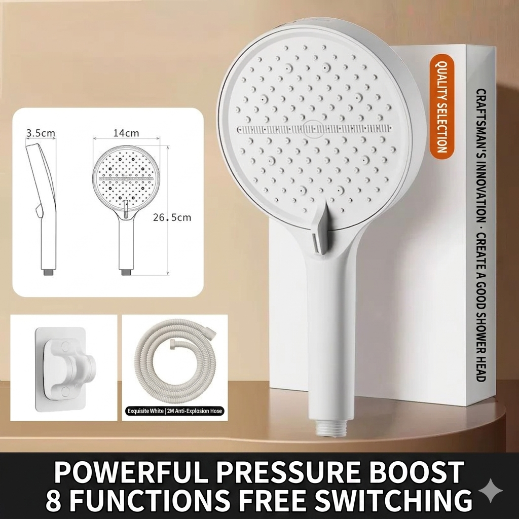 🔥50%off High-pressure shower with adjustable spray – 15 cm panel and 7 modes for an ultimate shower experience! 🚿✨