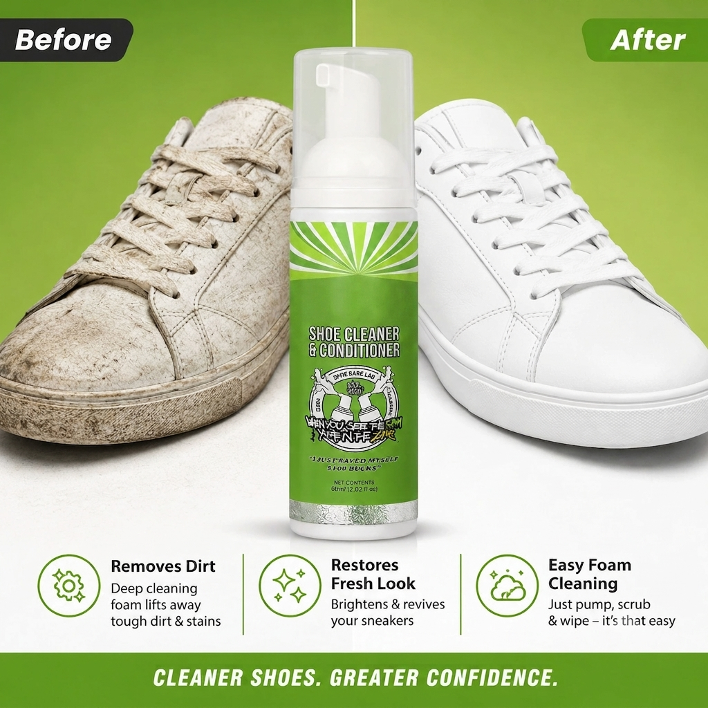 🔥Buy 1 Get 2 Free🔥Waterless Shoe Cleaner Foam | Multi-Surface All-in-One Stain Remover for Sneakers Leather Canvas Mesh & Rubber | Premium Hypoallergenic Sneaker Cleaning Kit