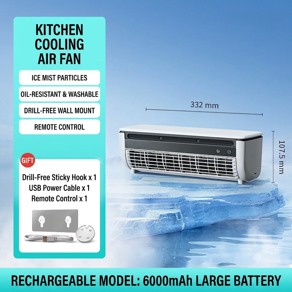 ✨50%off✨Wireless Cordless Air Cooler Fan | Punch-Free Wall-Mounted & Desktop Misting Fan | USB Rechargeable Portable Mini Air Conditioner with Ice Water Tank & Night Light