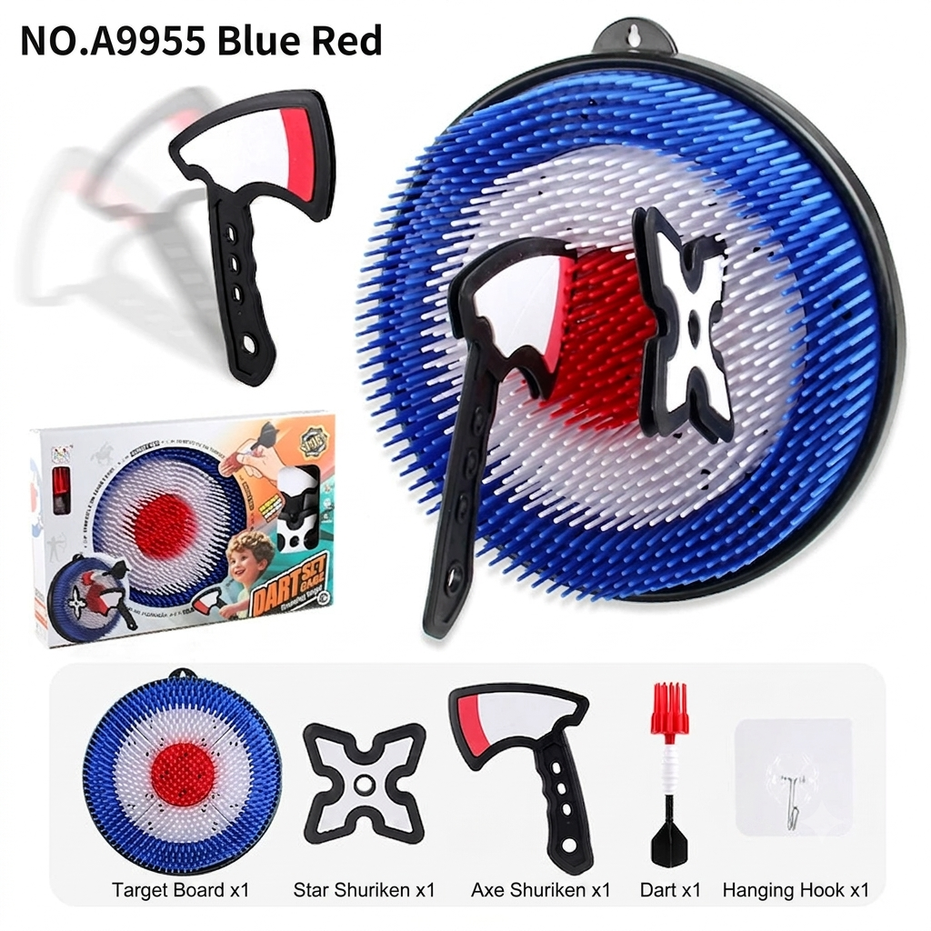 ✨50%off✨Safe 3-in-1 Kids Dart Board Set | Innovative Bristle Target with Toy Throwing Axes, Ninja Stars & Darts | 100% Damage-Free Indoor & Outdoor Target Game for Boys & Girls
