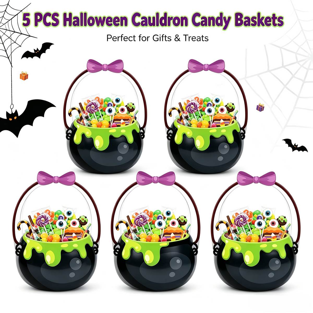 👻Halloween Bestsellers-Halloween Transparent Pumpkin Favor Bags