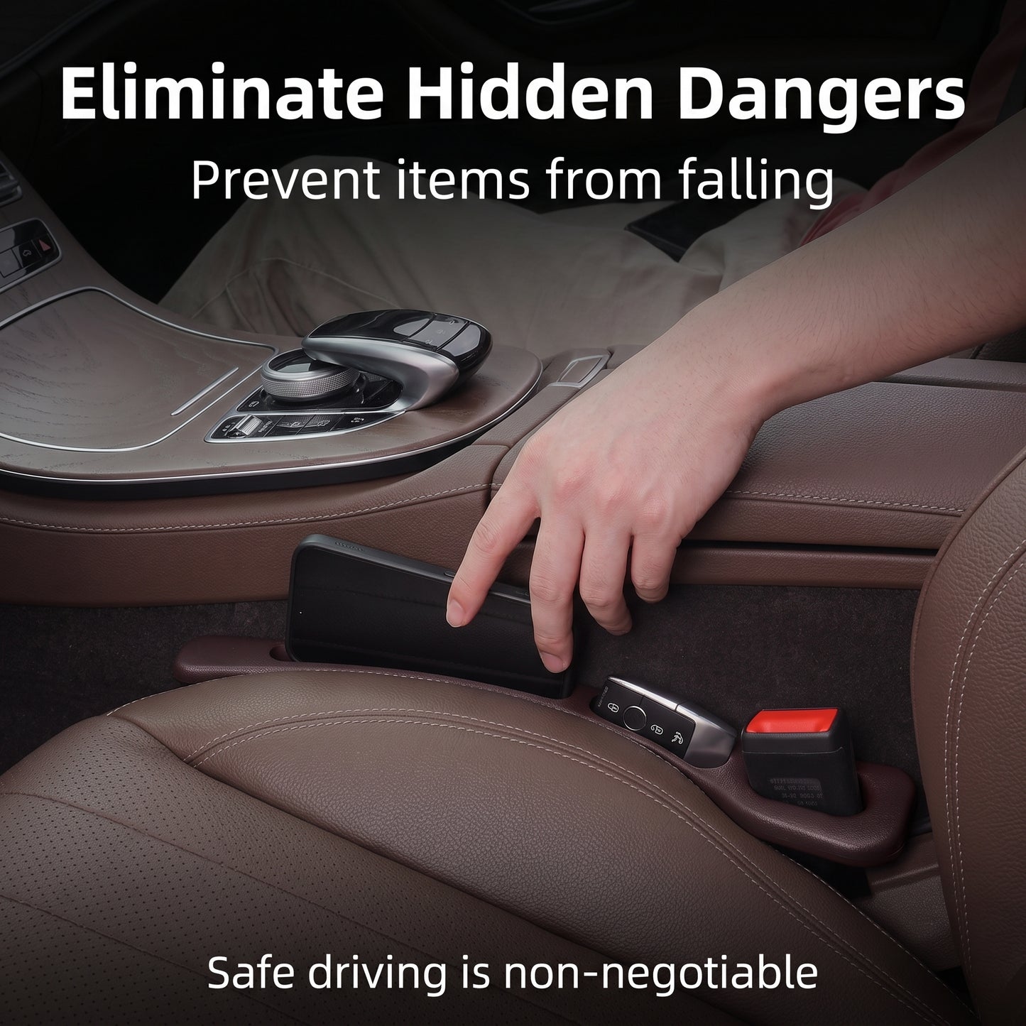 🔥Sales up to 50% off🔥 Universal Car Seat Gap Filler Strip – Anti-Drop Pad with Seatbelt Slot