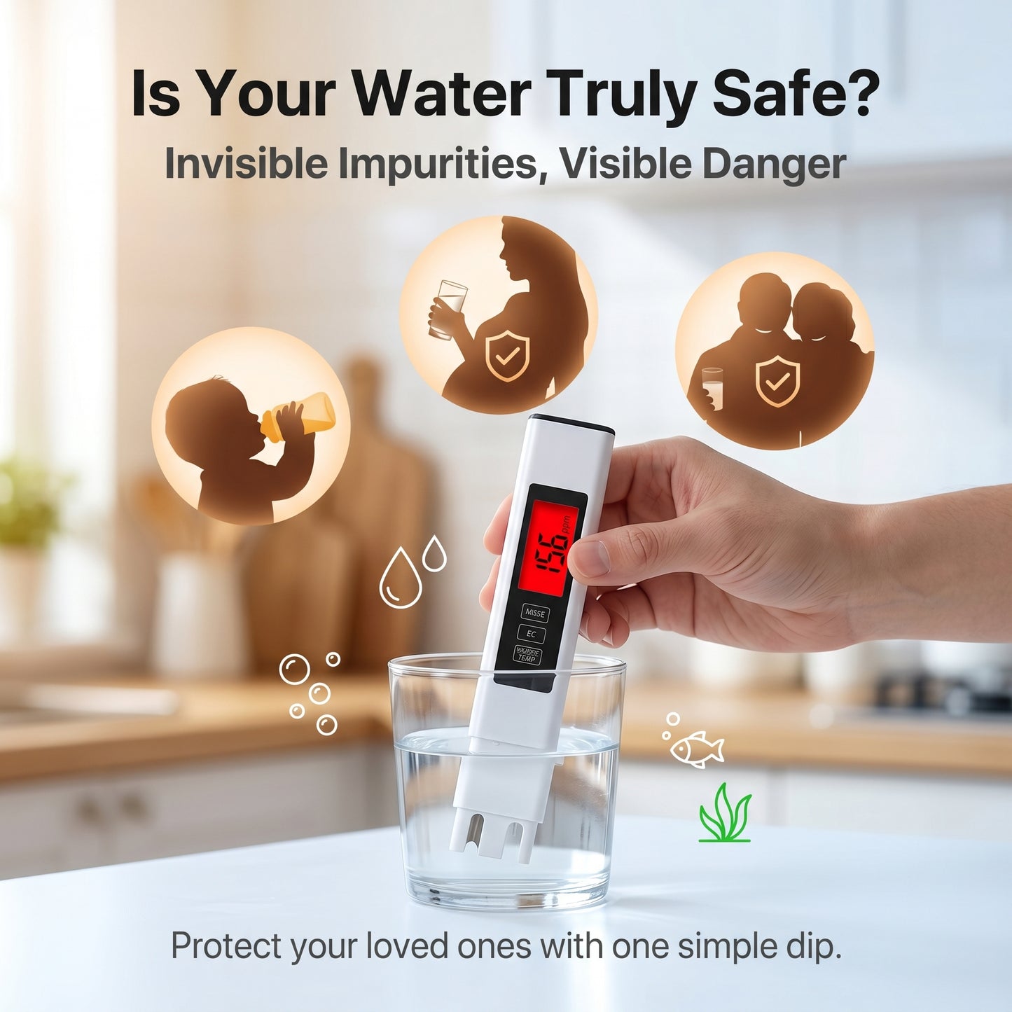 🔥50%off🔥4-in-1 Water Quality Tester Pen, Temp °C/°F & EC Meter