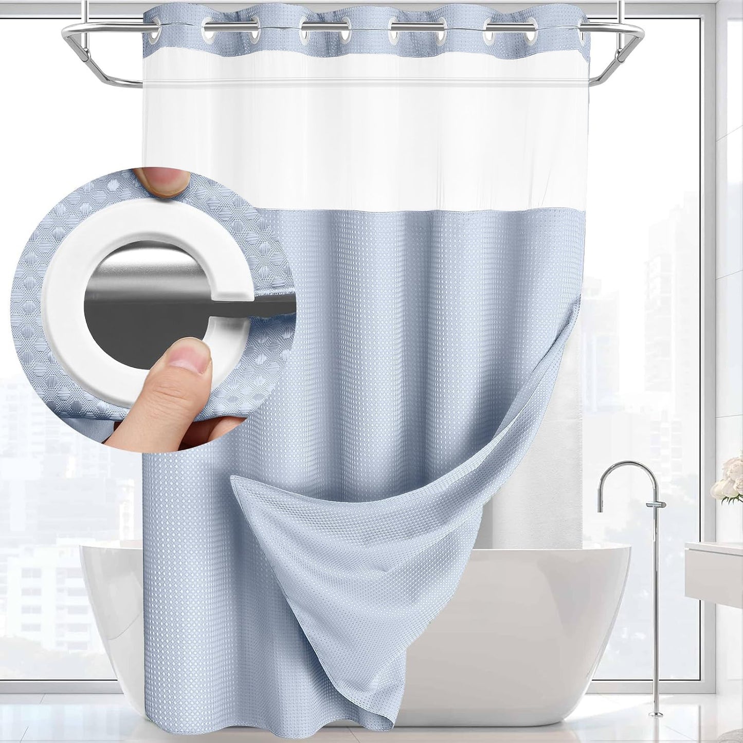 🔥50%OFF💥No-Hook Shower Curtain