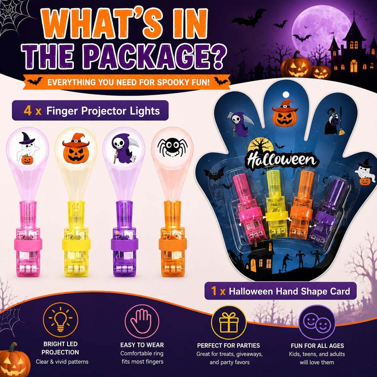 👻🔦 12PCS Halloween Finger Projection Lights
