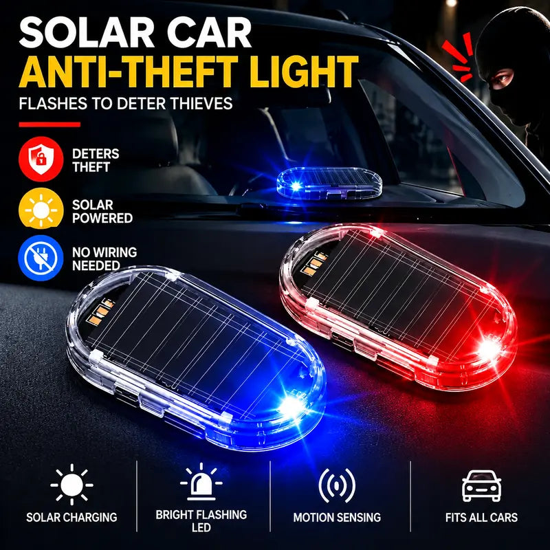 🔥BUY 1 GET 1 FREE🚗Solar Powered Fake Car Alarm Light Auto LED Security Warning Flashing Light