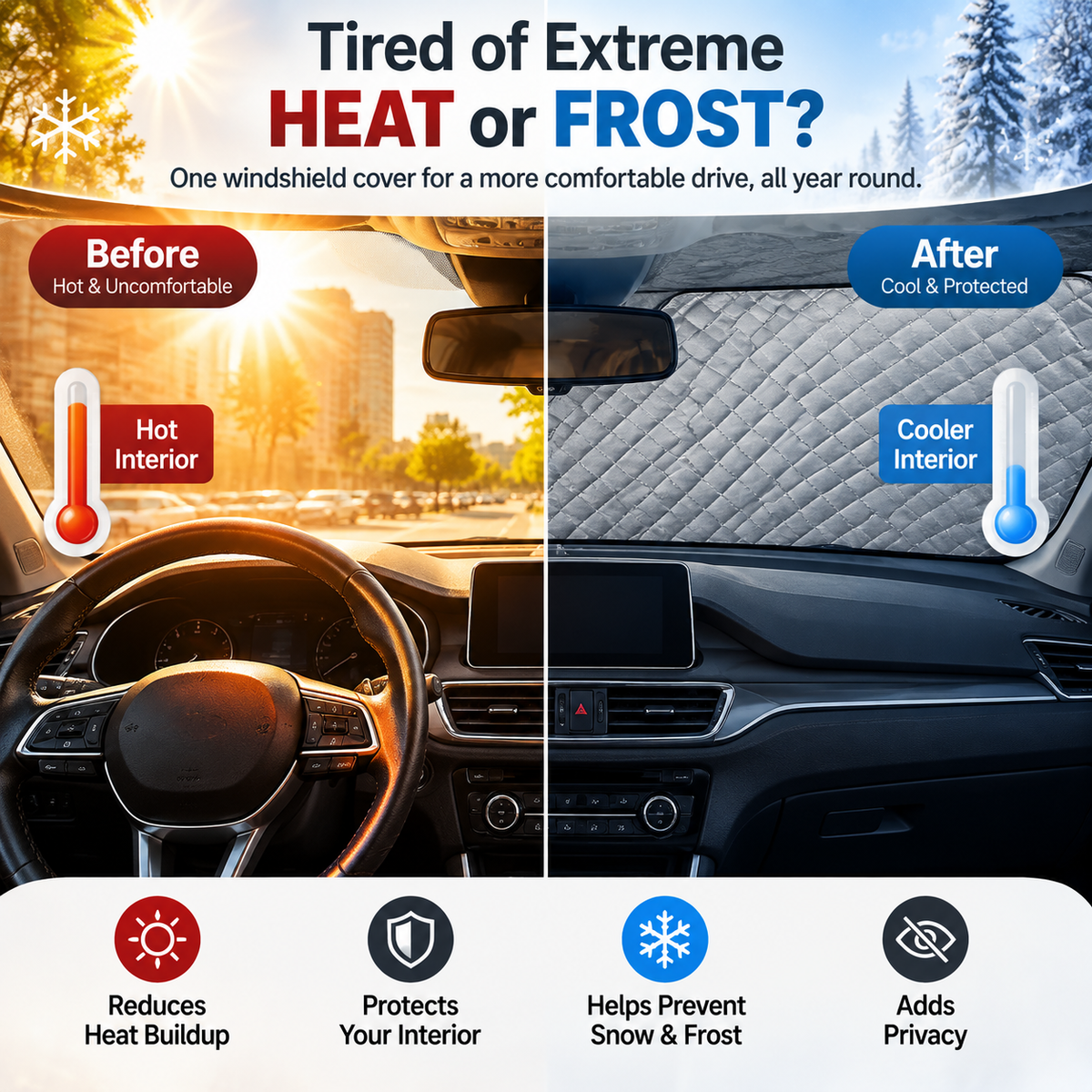 🚗 Magnetic Windshield Cover Windshield Anti-Snow & Anti-Frost Cover