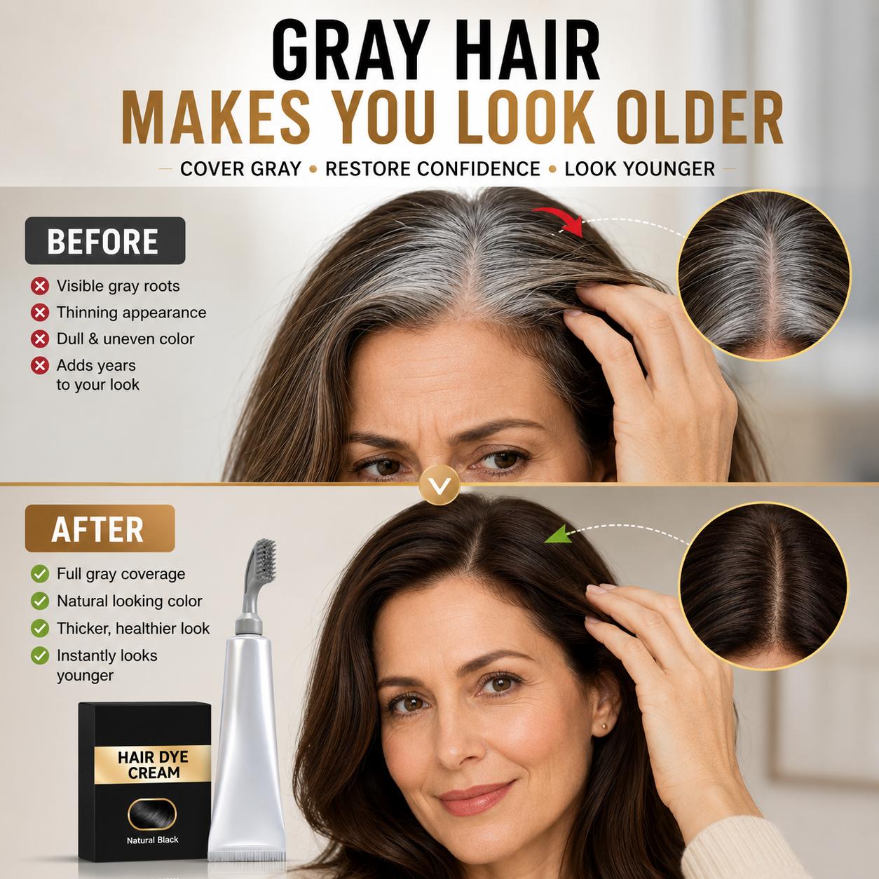 🔥Buy 1 Get 1 Free🔥 2 In 1 Hair Dye Comb For Instant Gray Coverage & Hair Care