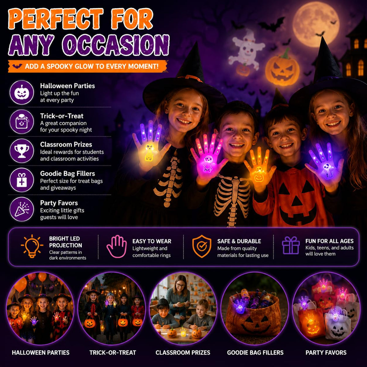 👻🔦 12PCS Halloween Finger Projection Lights
