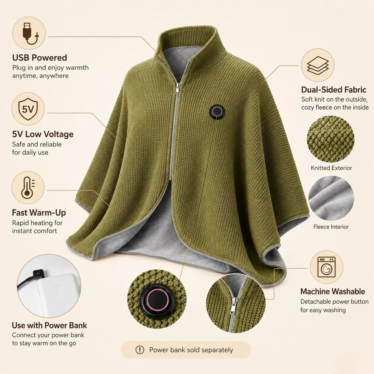 ❄️ Stay Warm All Winter — Portable Electric Heated Blanket Shawl