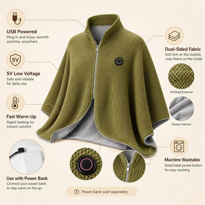 ❄️ Stay Warm All Winter — Portable Electric Heated Blanket Shawl
