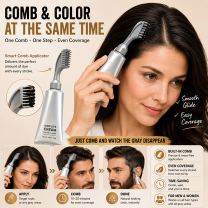 🔥Buy 1 Get 1 Free🔥 2 In 1 Hair Dye Comb For Instant Gray Coverage & Hair Care