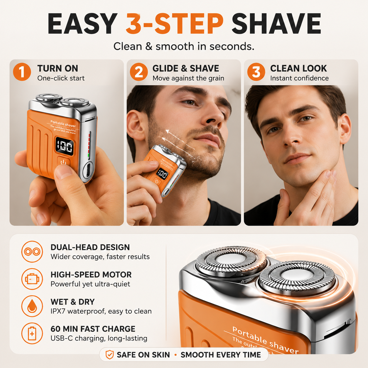 🔥Limited-time 50% off✨🧲Mini Pocket Electric Shaver