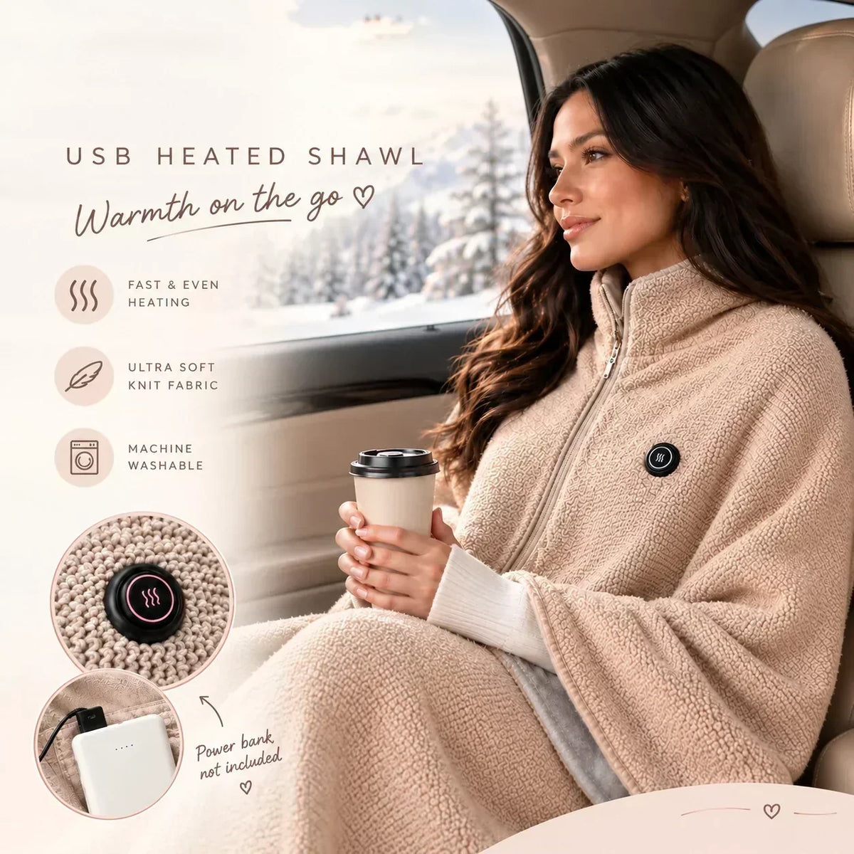 ❄️ Stay Warm All Winter — Portable Electric Heated Blanket Shawl