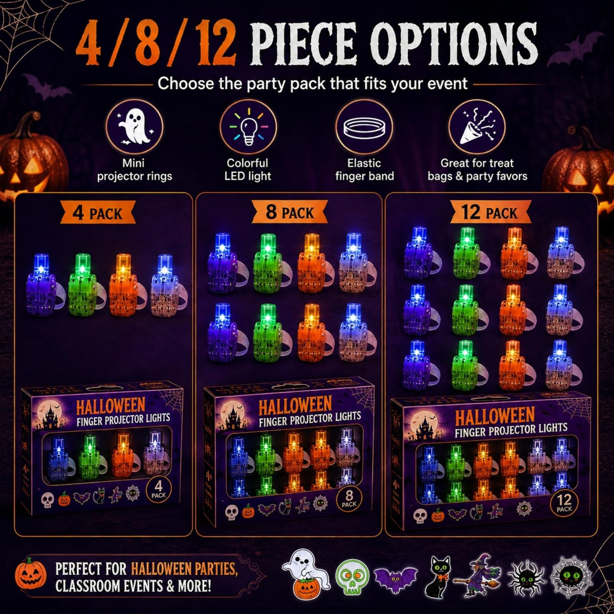 👻🔦 12PCS Halloween Finger Projection Lights