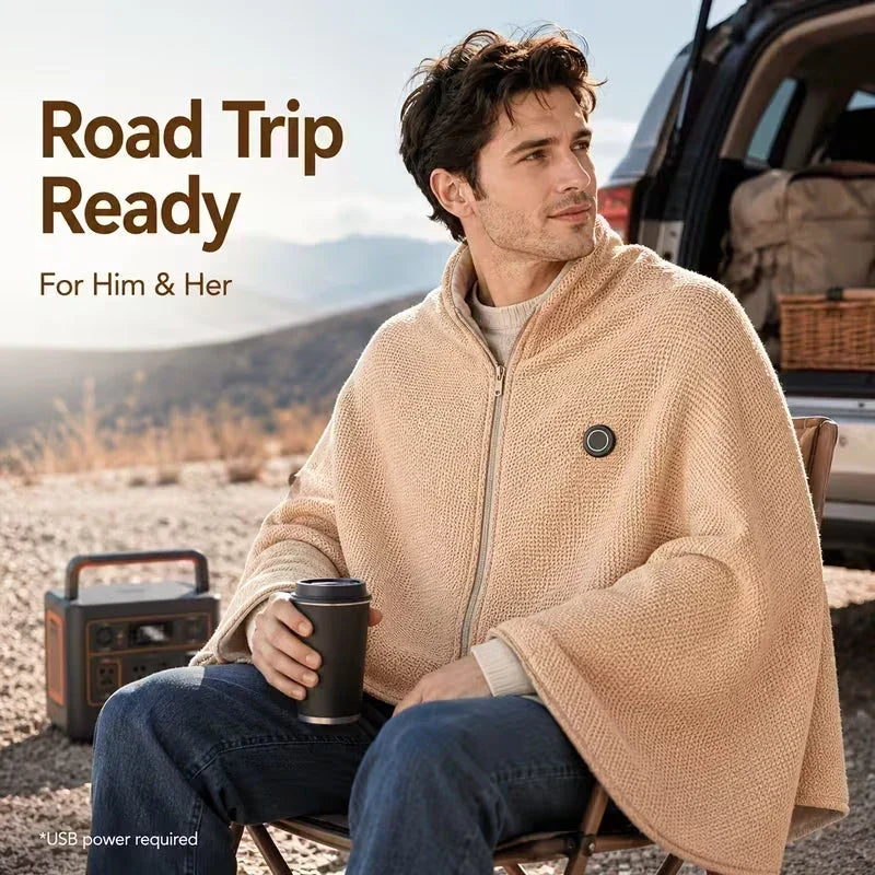 ❄️ Stay Warm All Winter — Portable Electric Heated Blanket Shawl