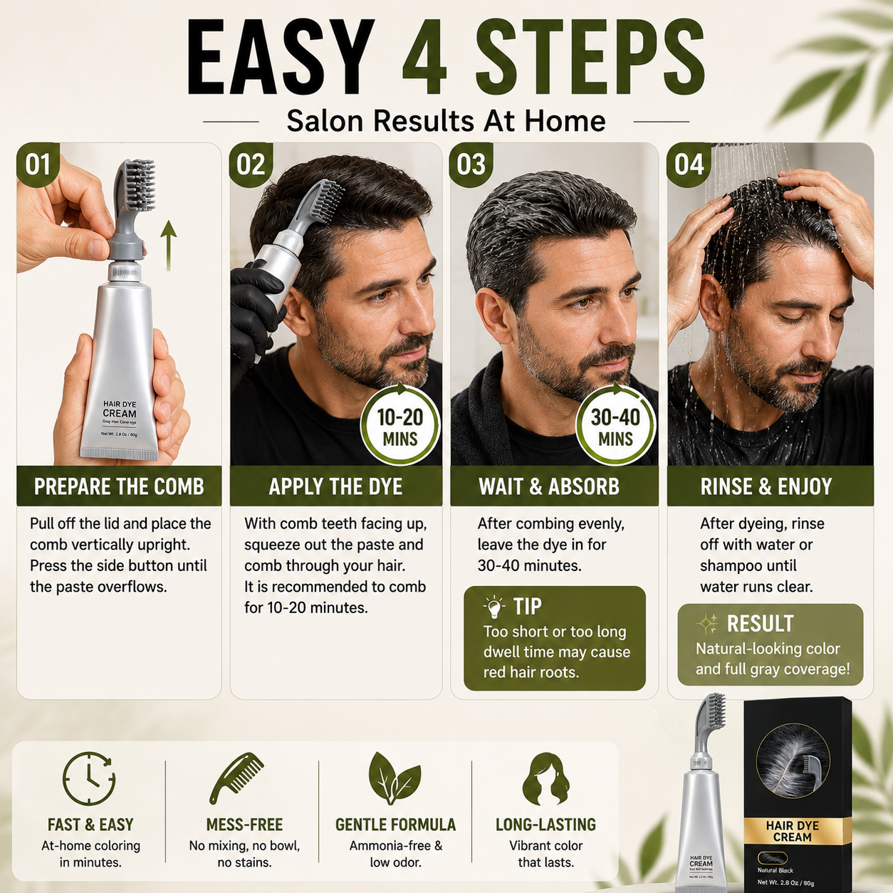 🔥Buy 1 Get 1 Free🔥 2 In 1 Hair Dye Comb For Instant Gray Coverage & Hair Care