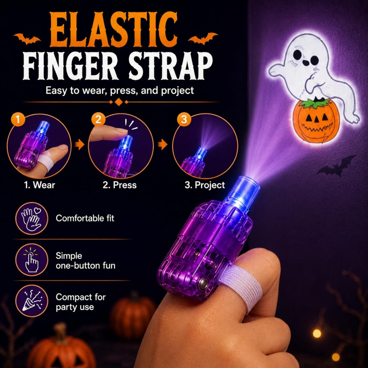 👻🔦 12PCS Halloween Finger Projection Lights