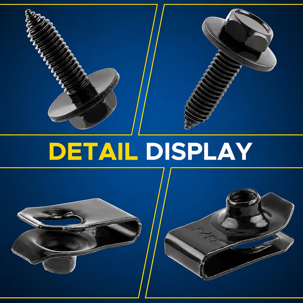⚙️ 50-piece set of 1/4-inch body bolts and U-nut clips