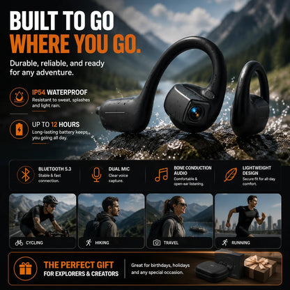 🔥LAST DAY 50% OFF – 🎧 8MP Smart Camera Open-Ear Headset – POV Video, Calls & AI Assistance 🎥