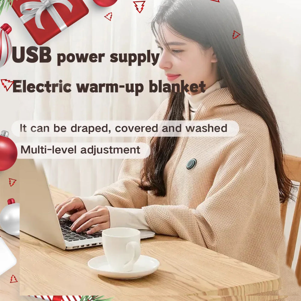🔥Cozyhug🔥Portable Heated Shawl Soft Zipper Electric Heated Blanket Shawl