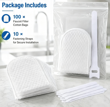 💧 Disposable Cotton Faucet Filter Bags with Fastening Straps