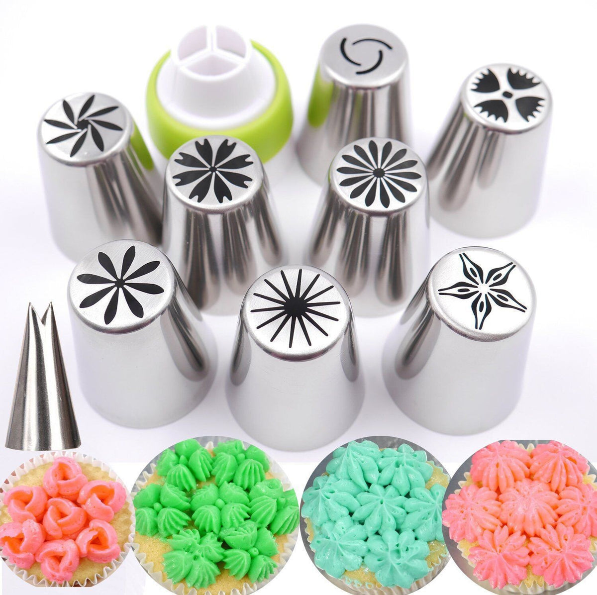🍰 Enjoy 50% off now! 🔥 Flower-shaped piping tip set—perfect for DIY buttercream cake decorations featuring tulips and roses.