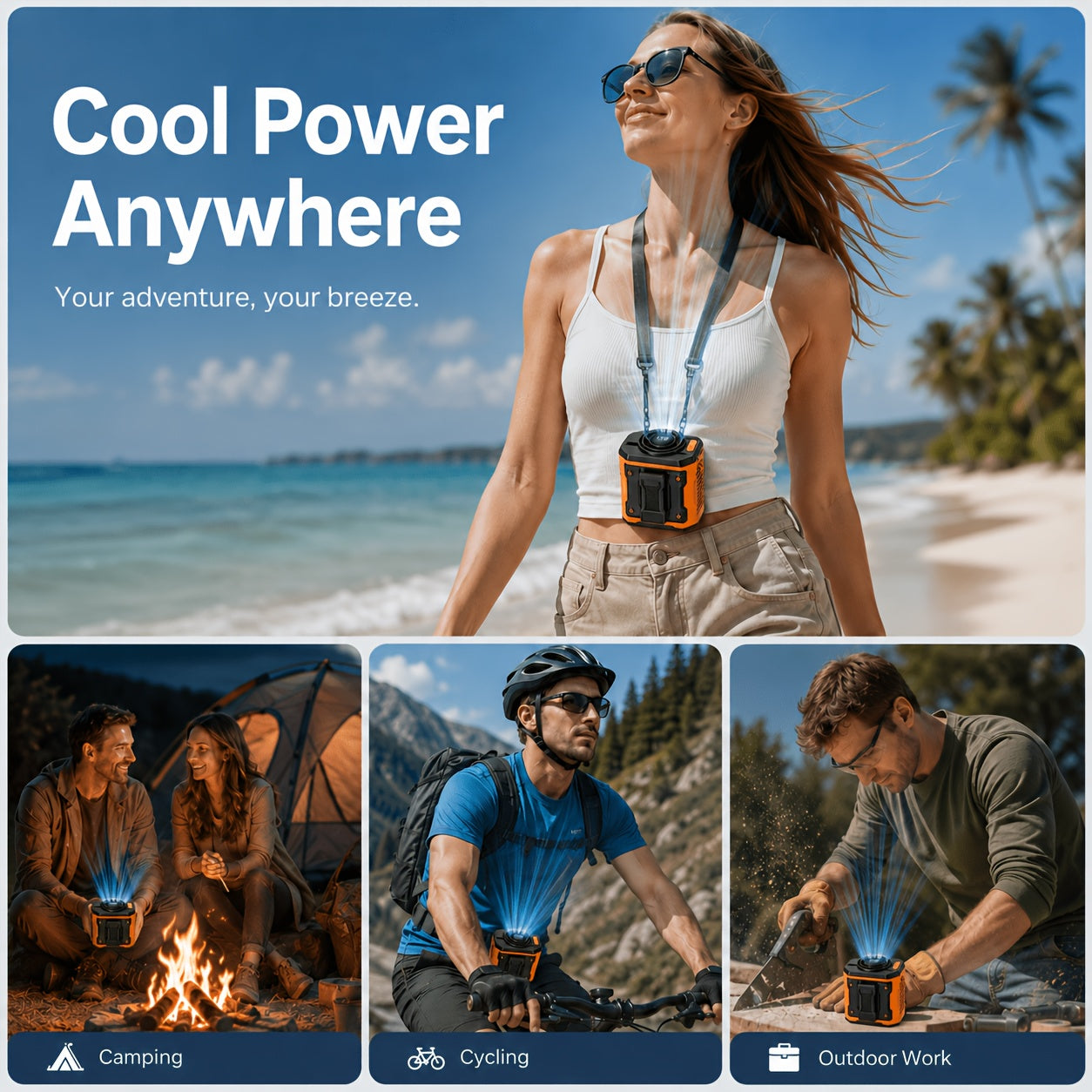 💥50%OFF🌬️Rechargeable Portable Mini Waist Fan with Belt Clip, 199 Speeds, for Outdoor Workers