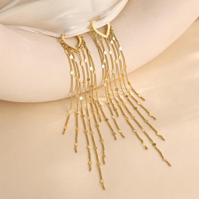 🔥HOT SALE🔥✨14K Gold Plated Long Tassel Earrings for Women