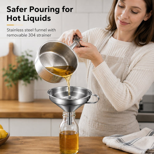 🔥50%OFF🍳 Food-grade 304 stainless steel thickened kitchen funnel with 304 filter screen(2-pack)