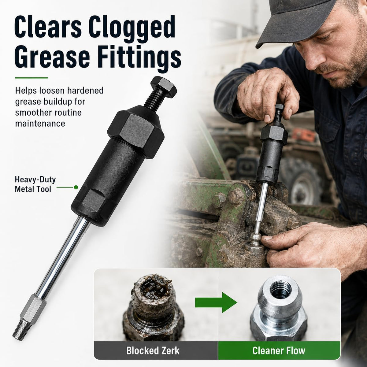 🔧 Heavy‑Duty Grease Fitting Cleaner Tool