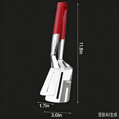 🍳 2-in-1 Spatula Tongs for Cooking and BBQ –304 Stainless Steel Food Flipper