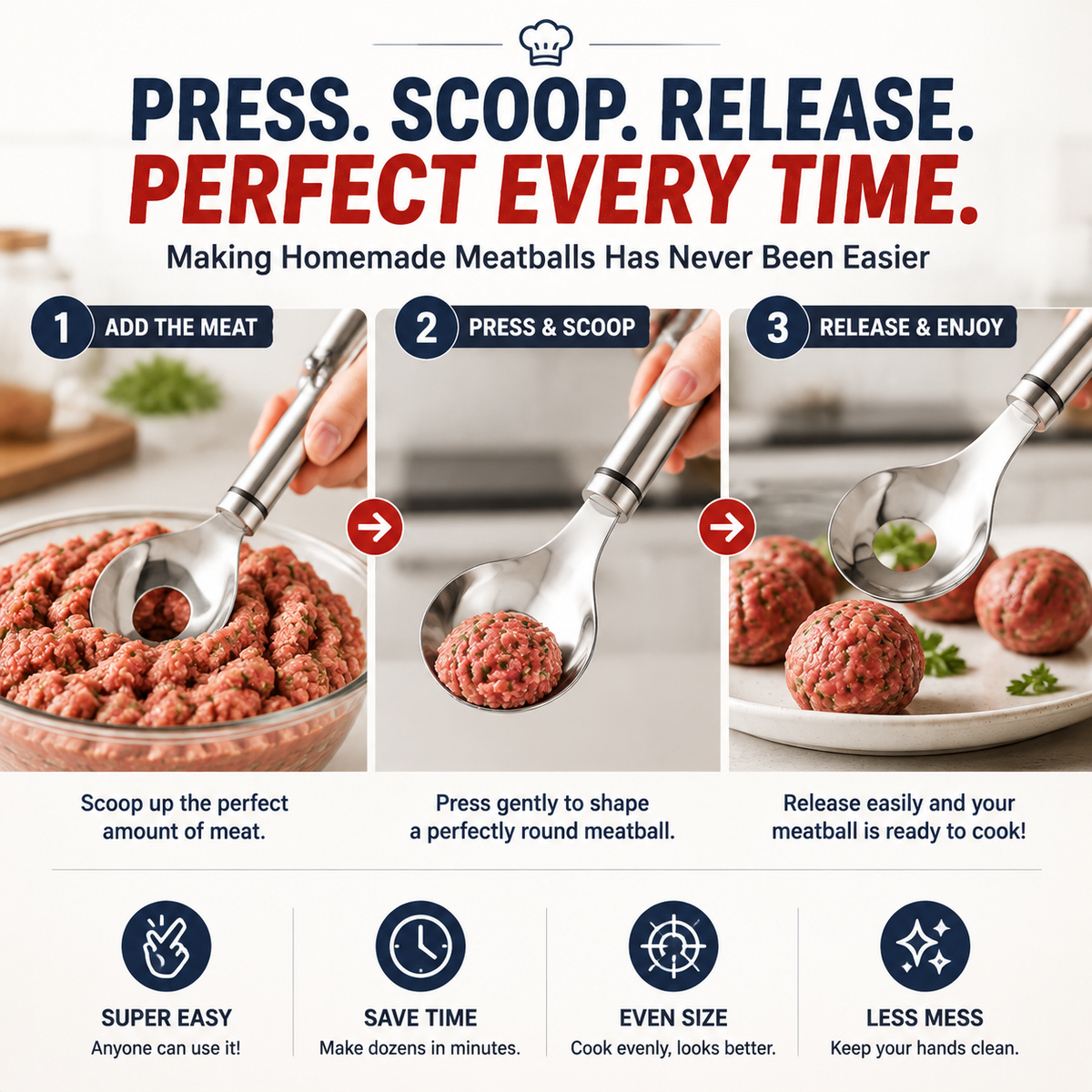 🍝 Stainless Steel Meatball Maker Spoon