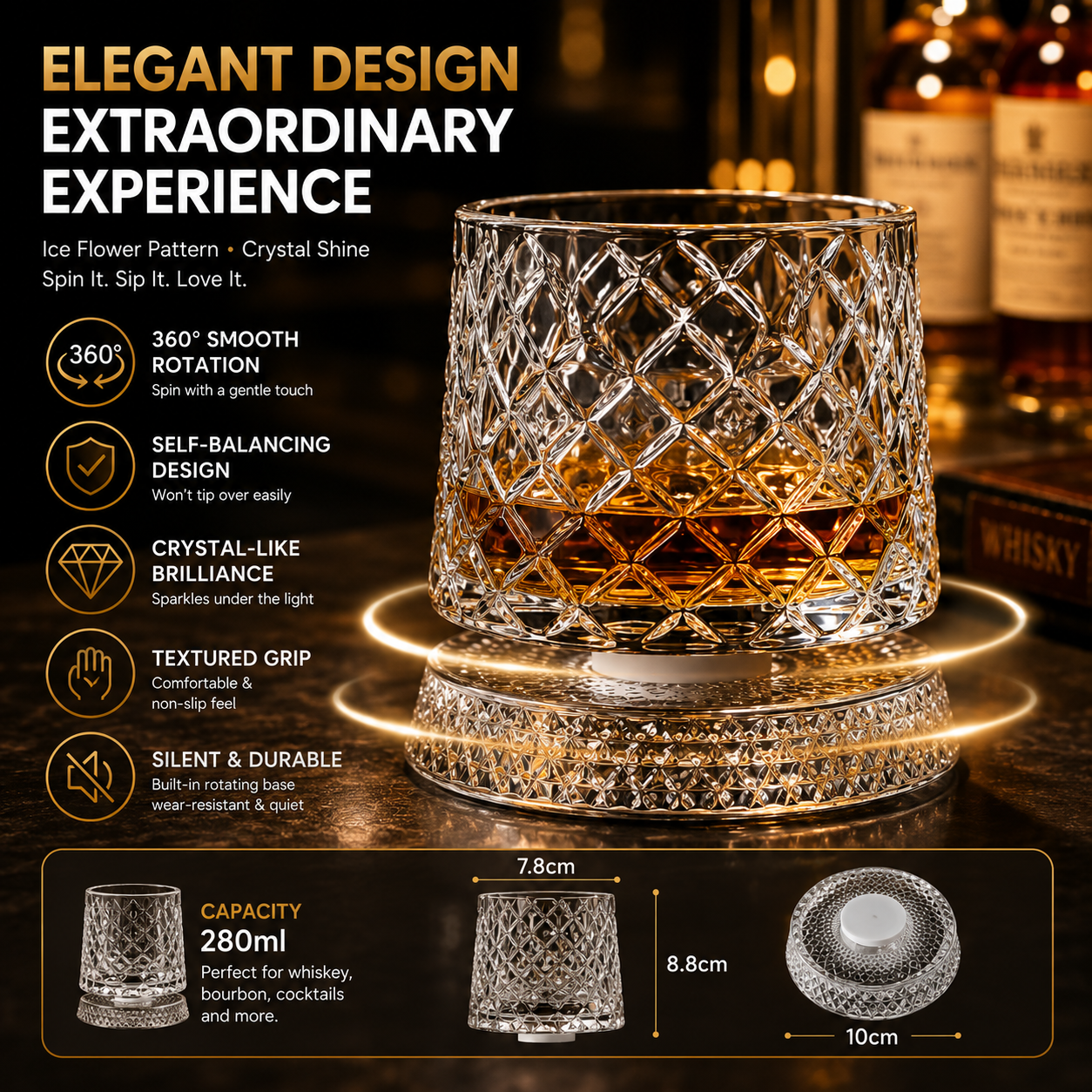 ✨50% Off For A Limited Time✨360° Rotating Crystal Glass Cup