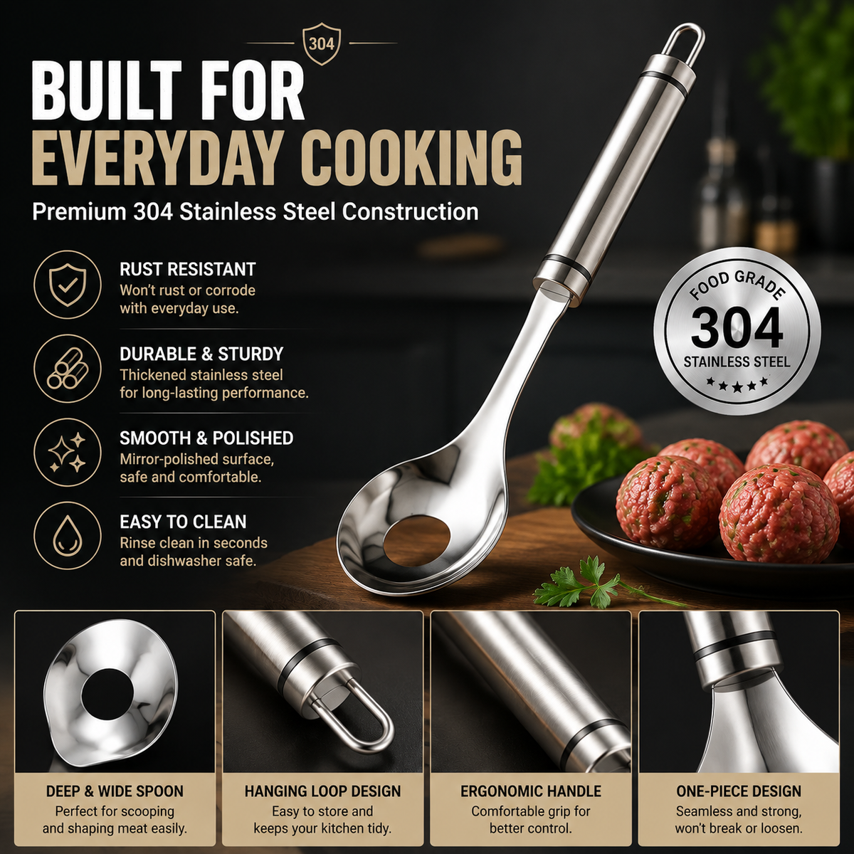 🍝 Stainless Steel Meatball Making Spoon 🌟