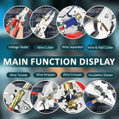 💥New products in 2026🔥16-in-1 Wire Stripping Pliers, Rechargeable Wire Strippers Tool with Voltage Tester&Alarms, Detectable 12-250V, Heavy-Duty Electrical Pliers&Wire Cutters