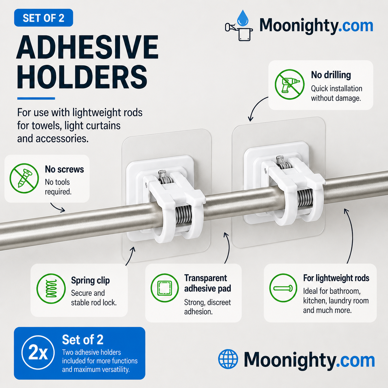 🔥50%off🔥Nail-Free Adjustable Curtain Rod Hooks