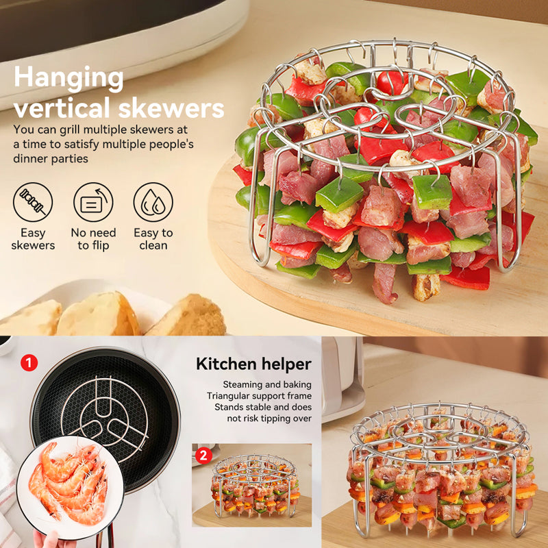 🔥Air Fryer Skewers Rack 🍢 Stainless Steel Vertical Skewers Rack