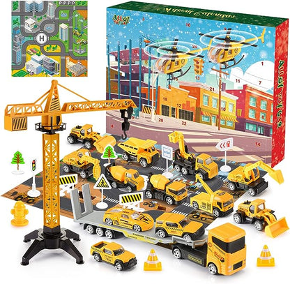 🎄Christmas Special Offer🎁 Die-Cast Construction Vehicle Advent Calendar for Christmas
