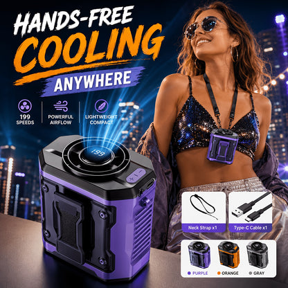 💥50%OFF🌬️Rechargeable Portable Mini Waist Fan with Belt Clip, 199 Speeds, for Outdoor Workers