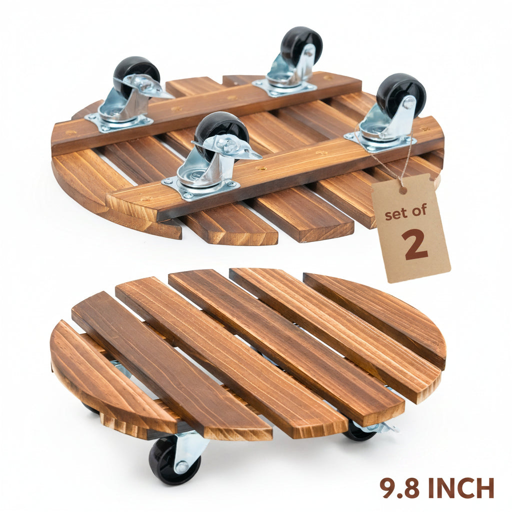 💥50%OFF🪴Heavy-Duty Iron-Wheeled Plant Caddy 2 Pack Patio Planters, Pots, And Garden Decor