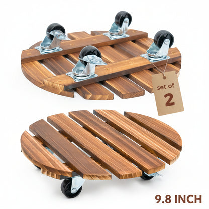 💥50%OFF🪴Heavy-Duty Iron-Wheeled Plant Caddy 2 Pack Patio Planters, Pots, And Garden Decor