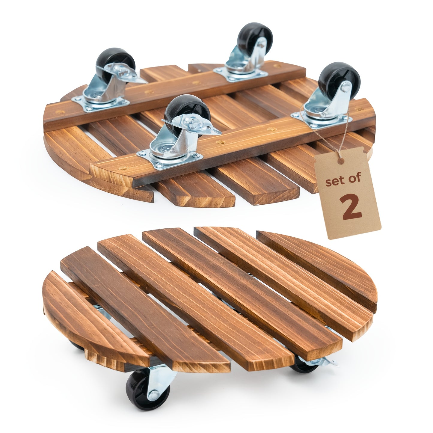 💥50%OFF🪴Heavy-Duty Iron-Wheeled Plant Caddy 2 Pack Patio Planters, Pots, And Garden Decor